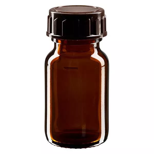 30ml lahvička na léky hnědá, s hnědým uzávěrem ApoGlas