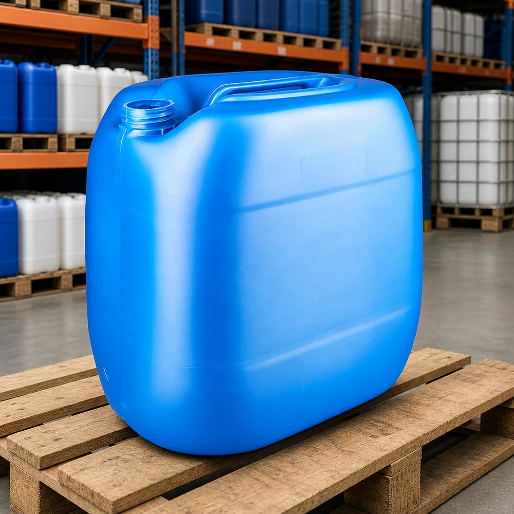 Massiver rechteckiger Kanister 30 Liter blau ohne Verschluss mit verstärktem Boden