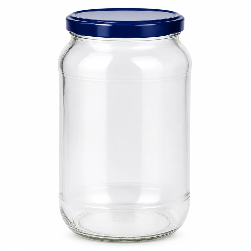 1062ml Rundglas Einmachglas mit blauem BasicSeal Deckel UNiTWIST leer transparent Vorratsglas