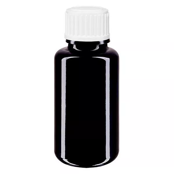 Lékárenská lahvička fialová 20ml šroubovací uzávěr bílé globule St. Lékárenská lahvička fialová 20ml šroubovací uzávěr bílé globule St.