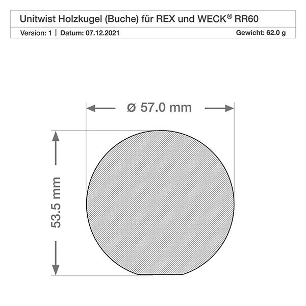 UNiTWIST dřevěná koule (buk) pro WECK RR60 UNiTWIST dřevěná koule (buk) pro WECK RR60