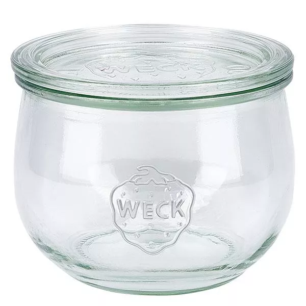 580ml WECK Tulpenglas mit Glasdeckel RR100 Einmachglas transparent mit WECK Logo für Konservierung und Aufbewahrung