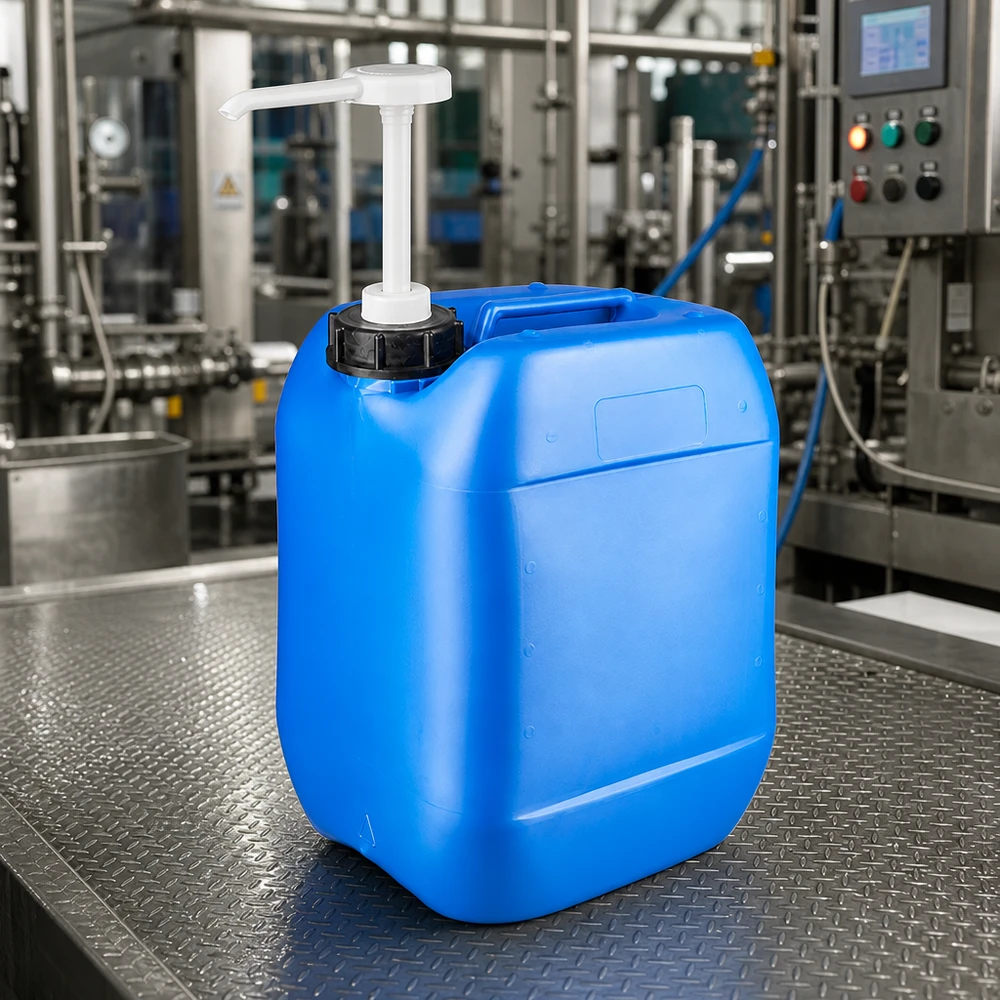 Kanystr 10 litrů modrý s dávkovacím čerpadlem Robuster blauer Kanister 10 Liter mit Pumpspender für gewerbliche Anwendungen in der Industrie