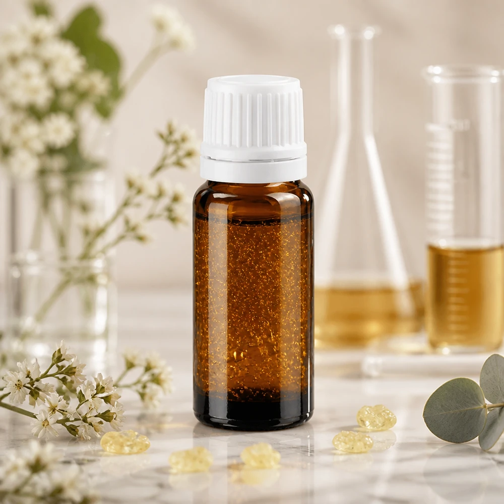 Lichtgeschützte 10ml Glasflasche in Braun mit weißem Schraubverschluss für Serum und Öle