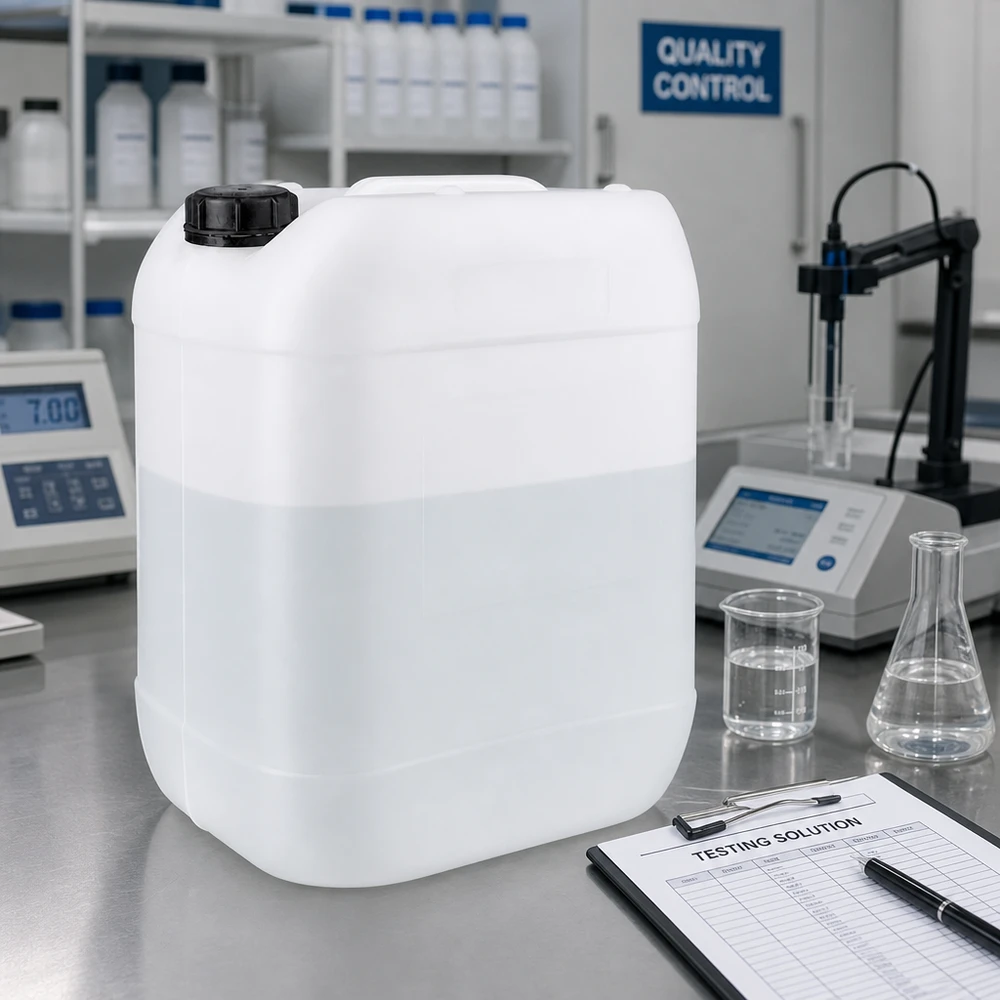 Kanystr o objemu 20 litrů se šroubovacím uzávěrem, který lze uzavřít proti neoprávněné manipulaci. Kompakter rechteckiger 20 Liter Vorratsbehälter mit schwarzem Schraubdeckel