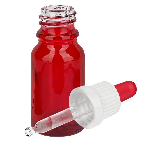 10ml pipetovací lahvička bílá/červená s tamper-evidentním uzávěrem RedLine UT18/10