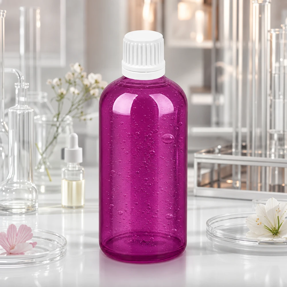 100ml lahvička s kapátkem 0,7mm bílé sklo Originality šroubovací uzávěr PurpleLine UT18/100 Robuste Kunststoff-Tropfflasche 100ml violett mit auslaufsicherem Verschluss für den täglichen Gebrauch