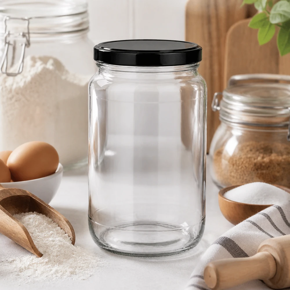 1700ml Rundglas leer in moderner Küche zeigt elegantes Design für vielseitige Vorratshaltung und Dekoration