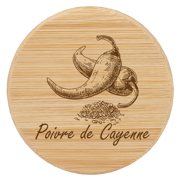Couvercle en bois "Poivre de Cayenne" pour WECK RR60 Couvercle en bois "Poivre de Cayenne" pour WECK RR60