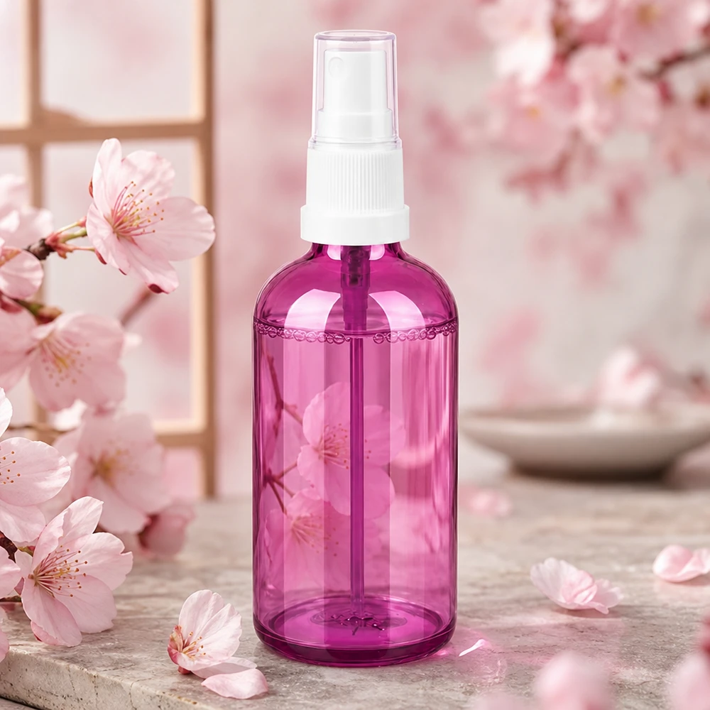 100ml lahvička s rozprašovačem bílá/průhledná Standard PurpleLine UT18/100 Durchsichtige 100ml Pumpflasche in Violett mit präzisem Sprühsystem für Aromatherapie