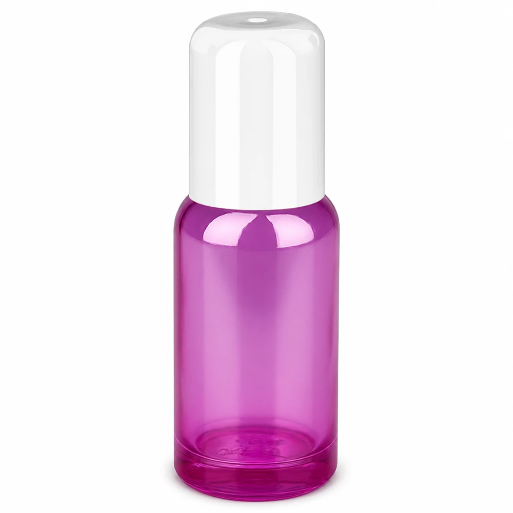20ml lahvička s kuličkovým rozprašovačem PurpleLine UT18/20 bílá standardní 20ml Roll-On Behälter violett mit Kugelverschluss für Parfum und Seren