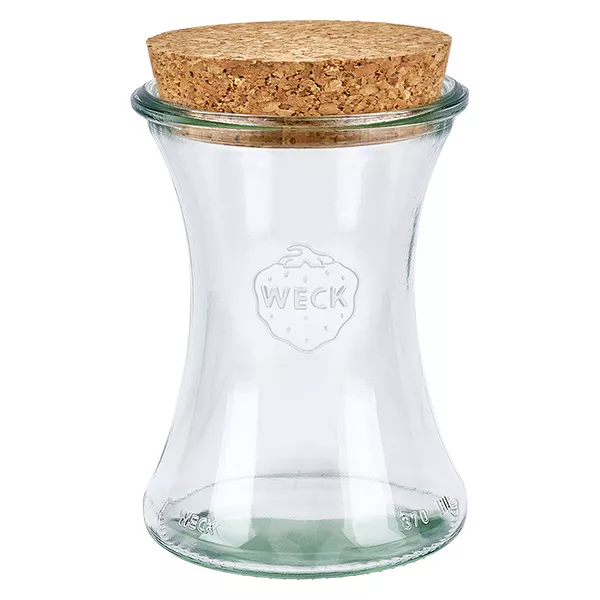 WECK Tulpenglas 370ml RR80 mit Naturkorken Deckel Einmachglas Vorratsglas transparent