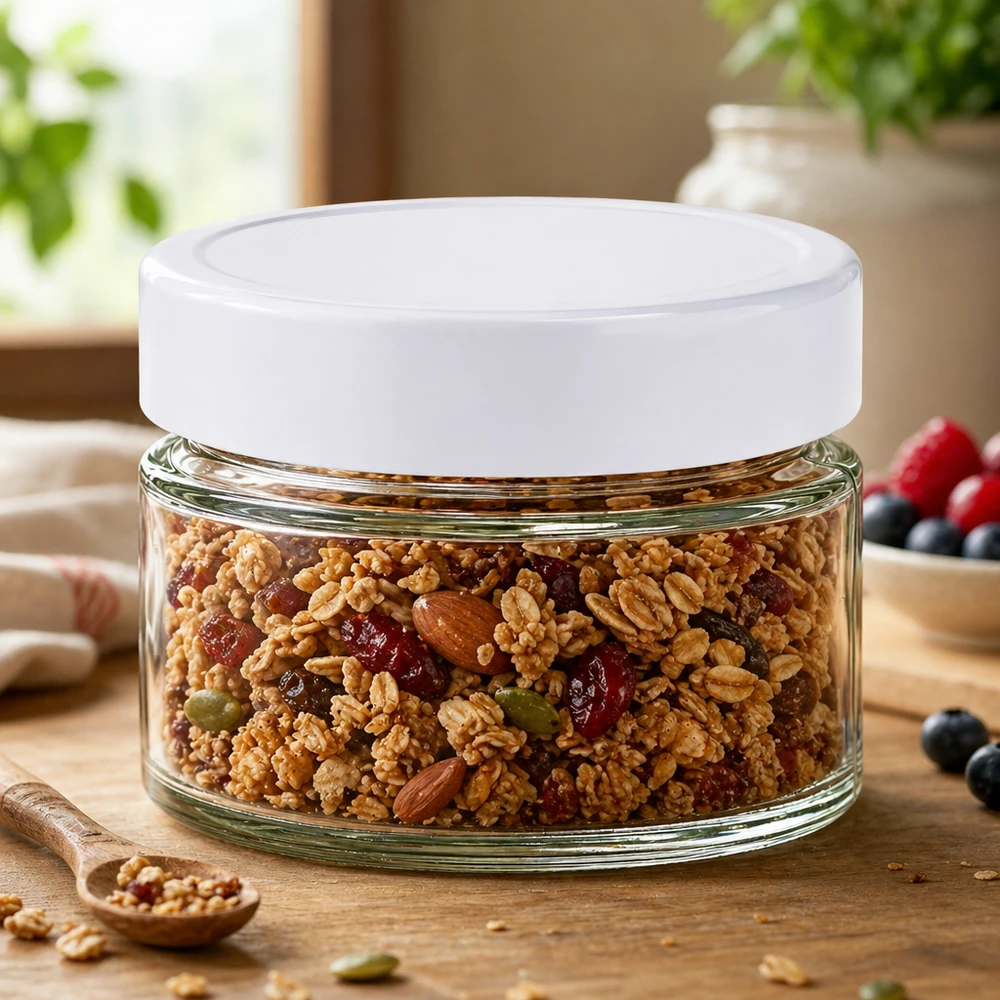 130ml Rundglas UNiTWIST mit BasicSeal Deckel gefüllt mit Müsli-Mix - Nüsse Trockenfrüchte Aufbewahrung