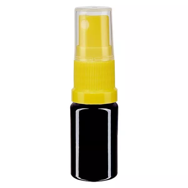 Lékárenská lahvička fialová 5ml sprejový nástavec žlutá Lékárenská lahvička fialová 5ml sprejový nástavec žlutá