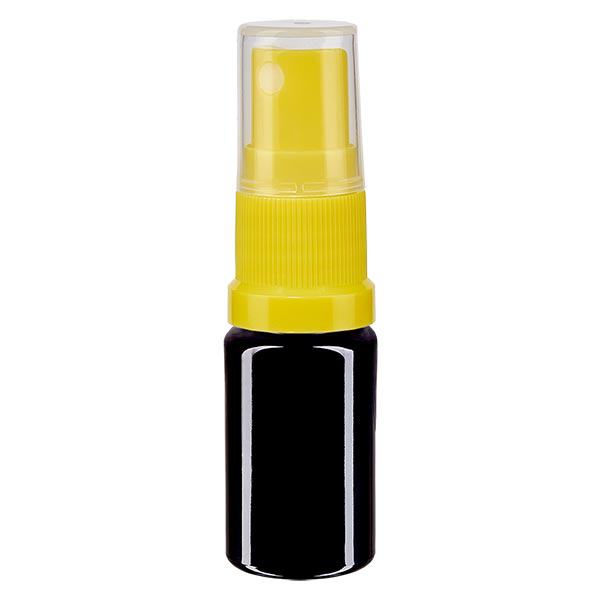 Lékárenská lahvička fialová 5ml sprejový nástavec žlutá Lékárenská lahvička fialová 5ml sprejový nástavec žlutá