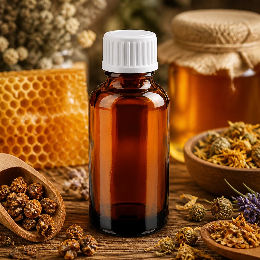 30ml lahvička s kapátkem 0,9 mm bílá standardní uzávěr BrownLine UT18/30 Kleine 30ml Apothekerflasche aus getöntem Glas mit präzisem Tropfsystem für Dosierung