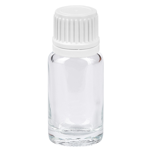 10ml lahvička 11mm šroubovací uzávěr bílý s tamperem ClearLine UT18/10 10ml lahvička 11mm šroubovací uzávěr bílý s tamperem ClearLine UT18/10