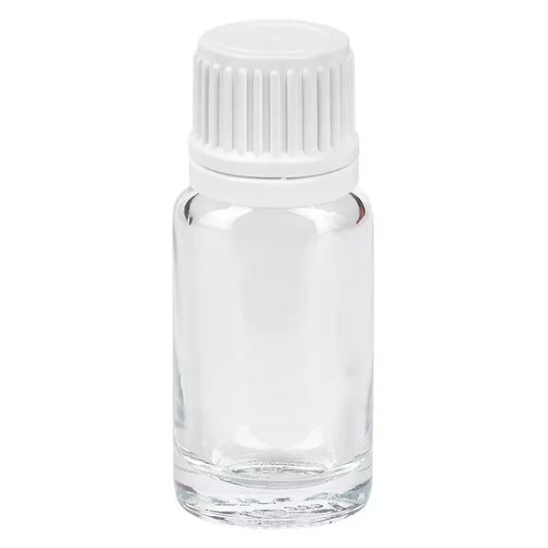 10ml lahvička 11mm šroubovací uzávěr bílý s tamperem ClearLine UT18/10 10ml lahvička 11mm šroubovací uzávěr bílý s tamperem ClearLine UT18/10