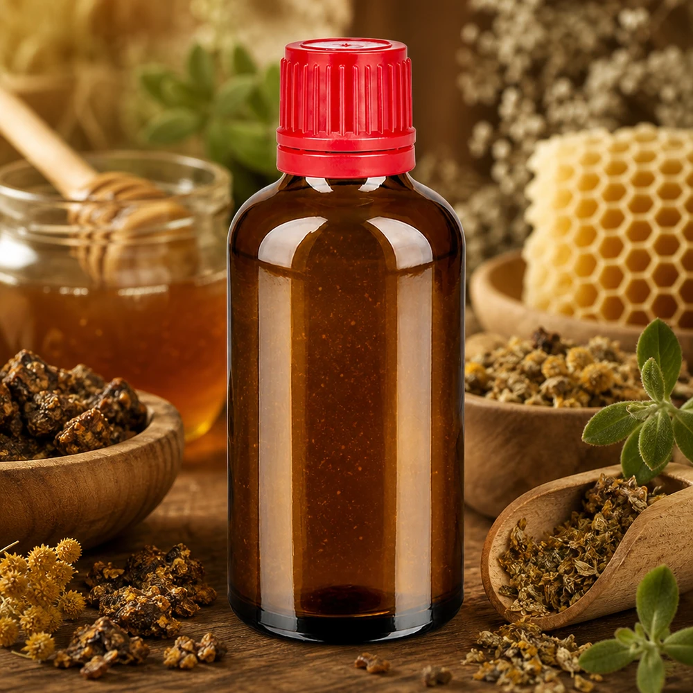 50ml láhev 11mm šroubovací uzávěr červený tamper evidentní uzávěr BrownLine UT18/50 50ml Apothekenflasche mit rotem UT18 Verschluss für sichere Arzneimittel Lagerung