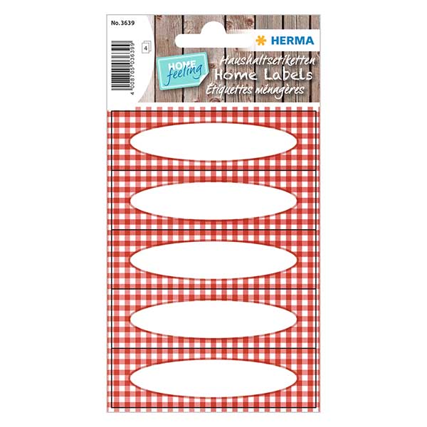 Kuchy&#328;sk&#233; etikety &#269;erven&#233; kostkovan&#233; (20 samolepek)