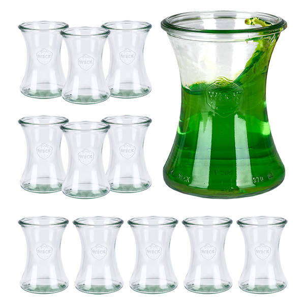 Sada 12 sklenic Weck o objemu 370 ml na lahůdky. Sada 12 sklenic Weck o objemu 370 ml na lahůdky.