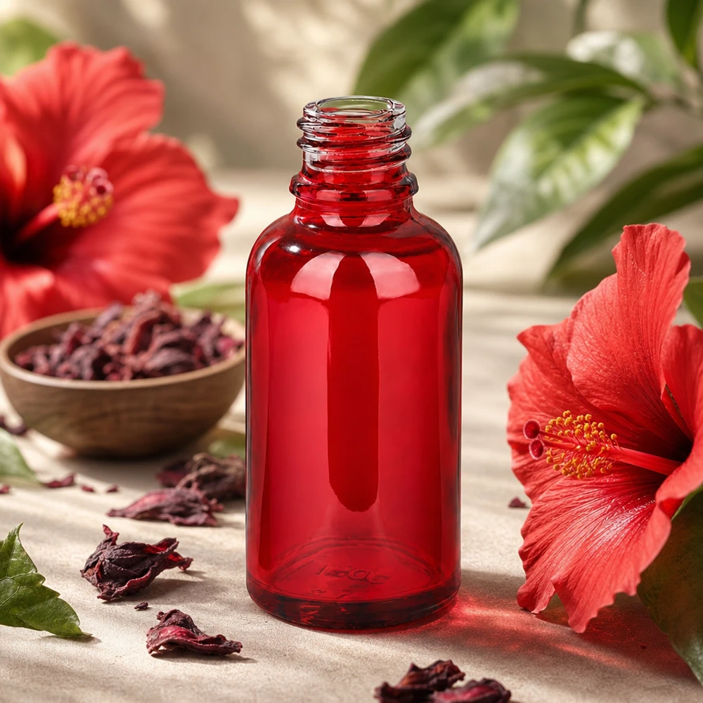 Elegante rote 30ml Apothekenflasche RedLine UT18/30 UNiTWIST mit klassischem Design