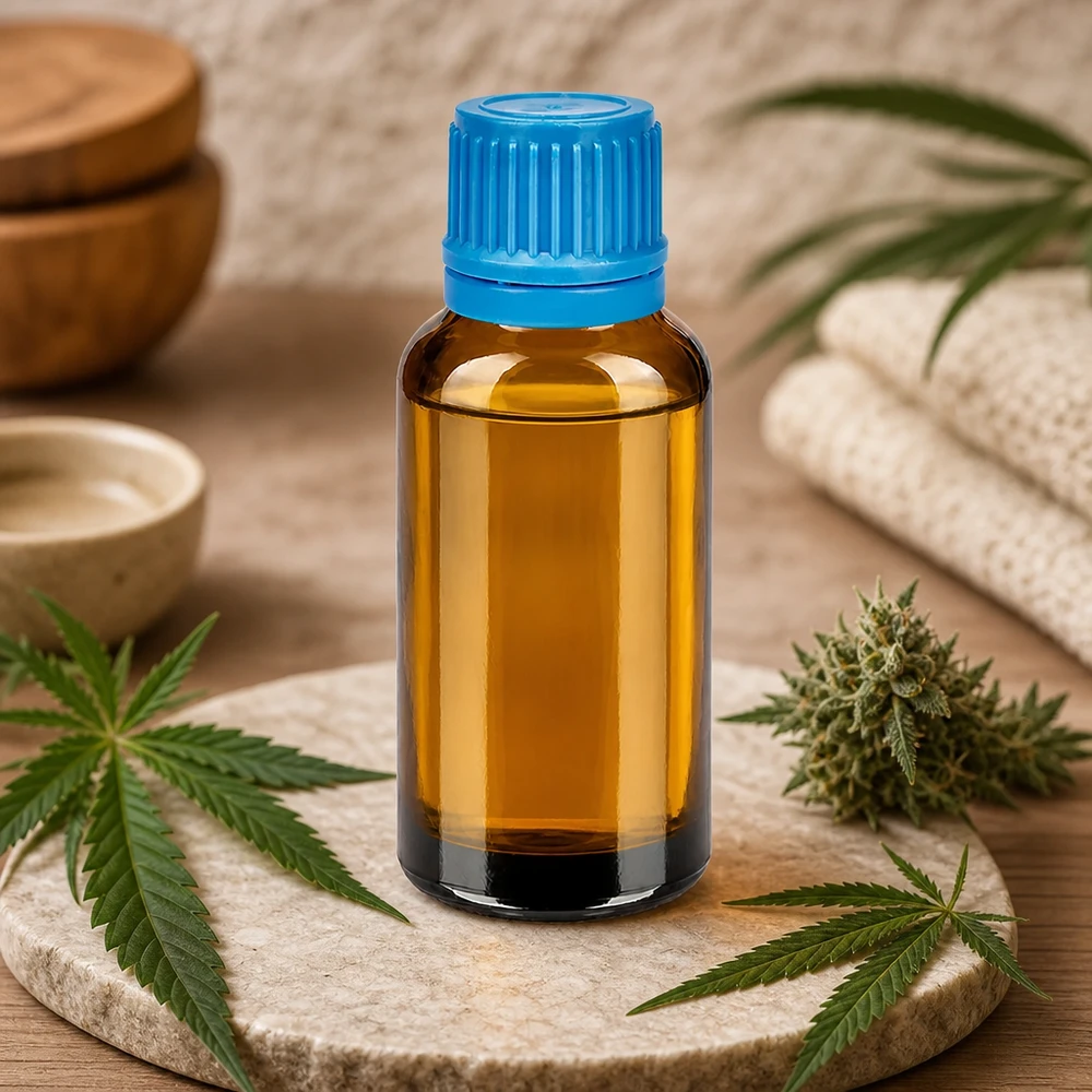30ml robuste Braunglasflasche mit blauem Schraubdeckel für sichere Produktaufbewahrung