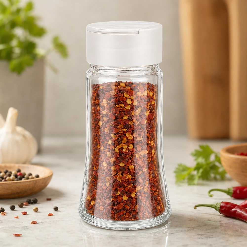 Dóza na sůl/koření 95 ml s dvojitým šejkrem bílá Transparentes Salz- und Gewürzglas 95ml weißer Doppelstreuer für Küche und Tisch