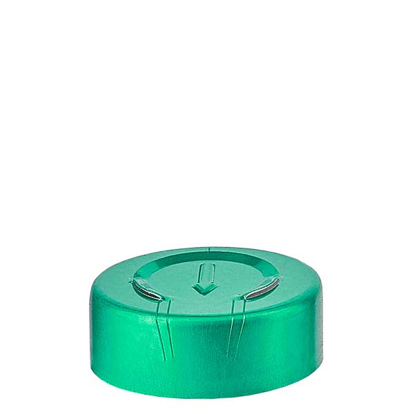 Krimpovací uzávěr 20,25 x 7,4 mm s plným odtržením, zelený Krimpovací uzávěr 20,25 x 7,4 mm s plným odtržením, zelený