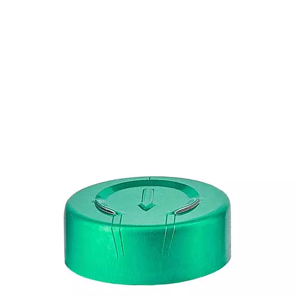 Krimpovací uzávěr 20,25 x 7,4 mm s plným odtržením, zelený Krimpovací uzávěr 20,25 x 7,4 mm s plným odtržením, zelený