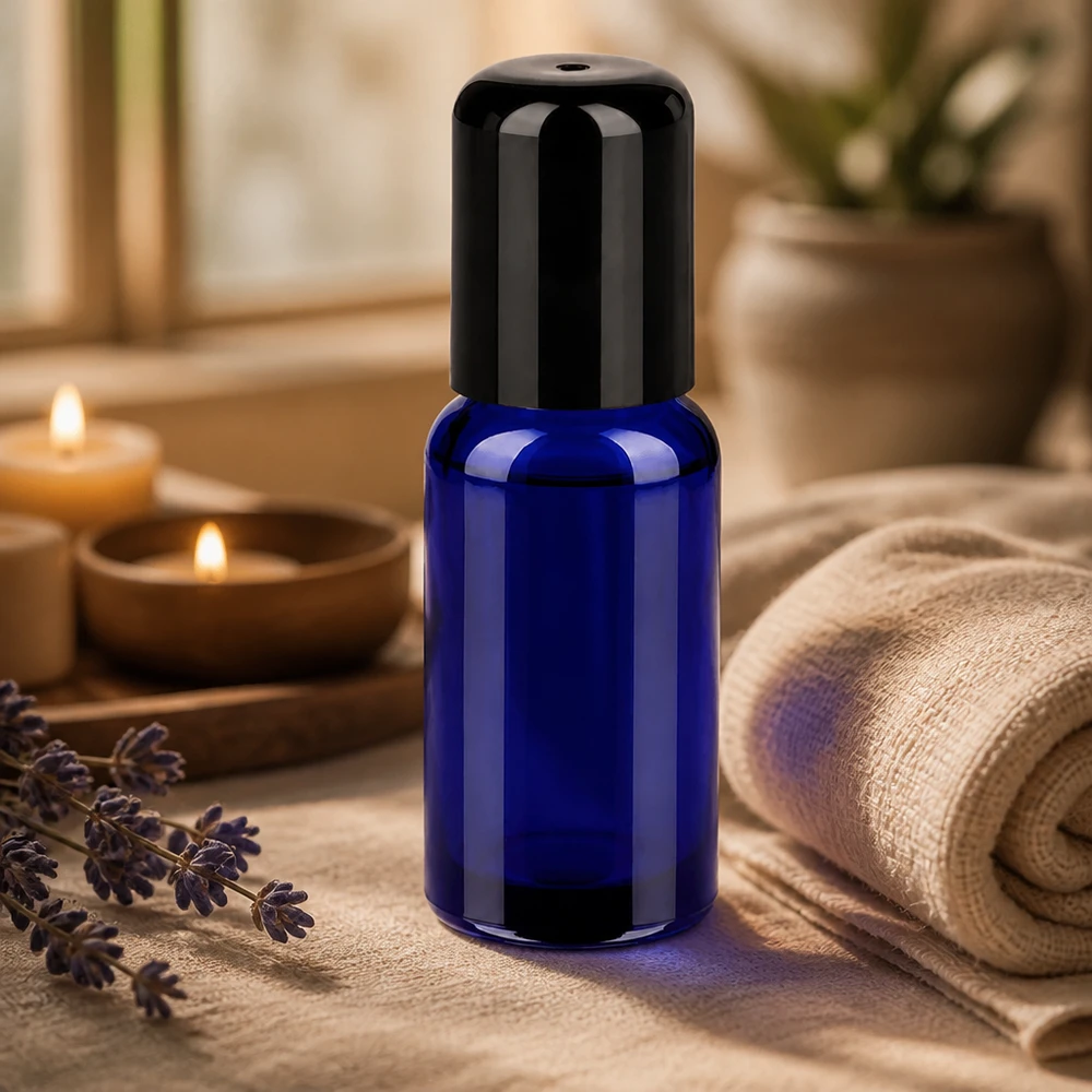 20ml roll-on lahvička černá se standardním uzávěrem BlueLine UT18/20 20ml Roll-On Flasche STD BlueLine UT18/20 - stilvolles Design für hochwertige Öle und Essenzen