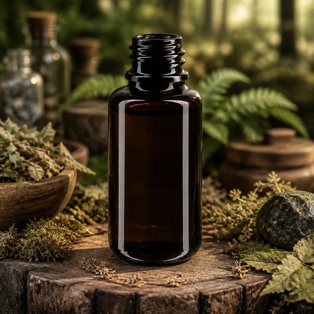 Fialová skleněná lahvička 20ml DIN 18 (Mironglas) Stilvolle Miron Tropfflasche Orion 20ml mit matter Glasoberfläche für edle Präsentation