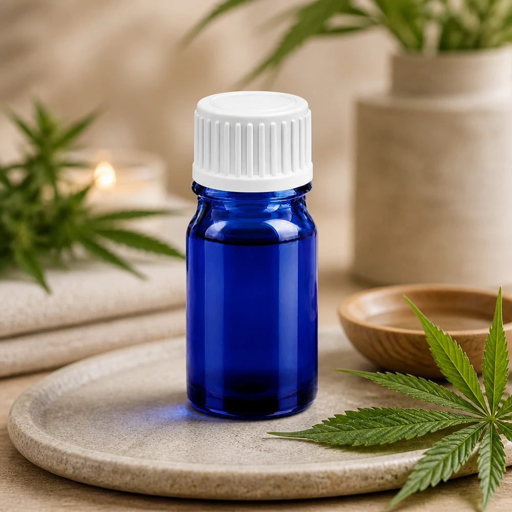 5ml lahvička s kapátkem 0,9 mm bílá standardní uzávěr BlueLine UT18/5 Vielseitige blaue Glasflasche 5ml für CBD Öl Parfum Tinkturen und weitere Flüssigkeiten