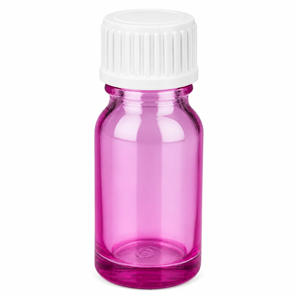 10ml Flasche aus violettem Glas mit weißem Verschluss für präzise Dosierung von Ölen