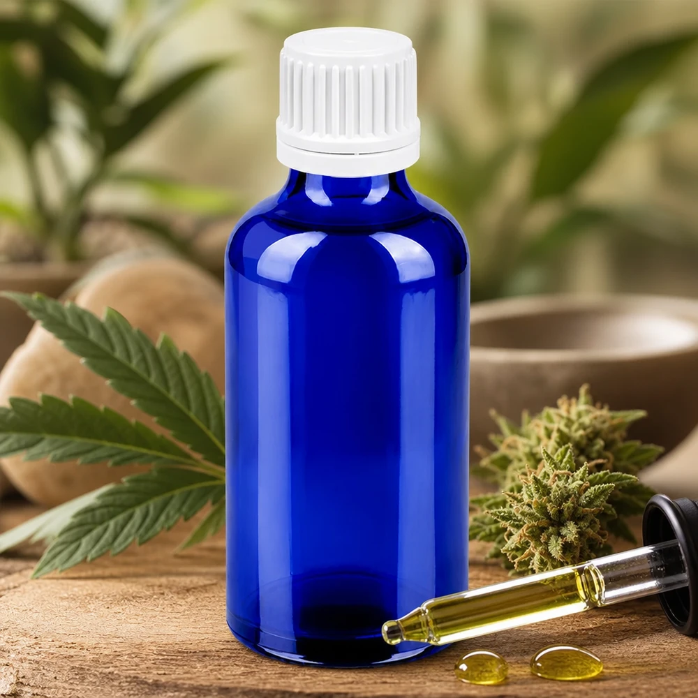 50ml láhev 11mm šroubovací uzávěr bílý uzávěr s ochranou proti manipulaci BlueLine UT18/50 Laborqualität Flasche 50ml aus chemisch resistentem Glas für wissenschaftliche Präparate