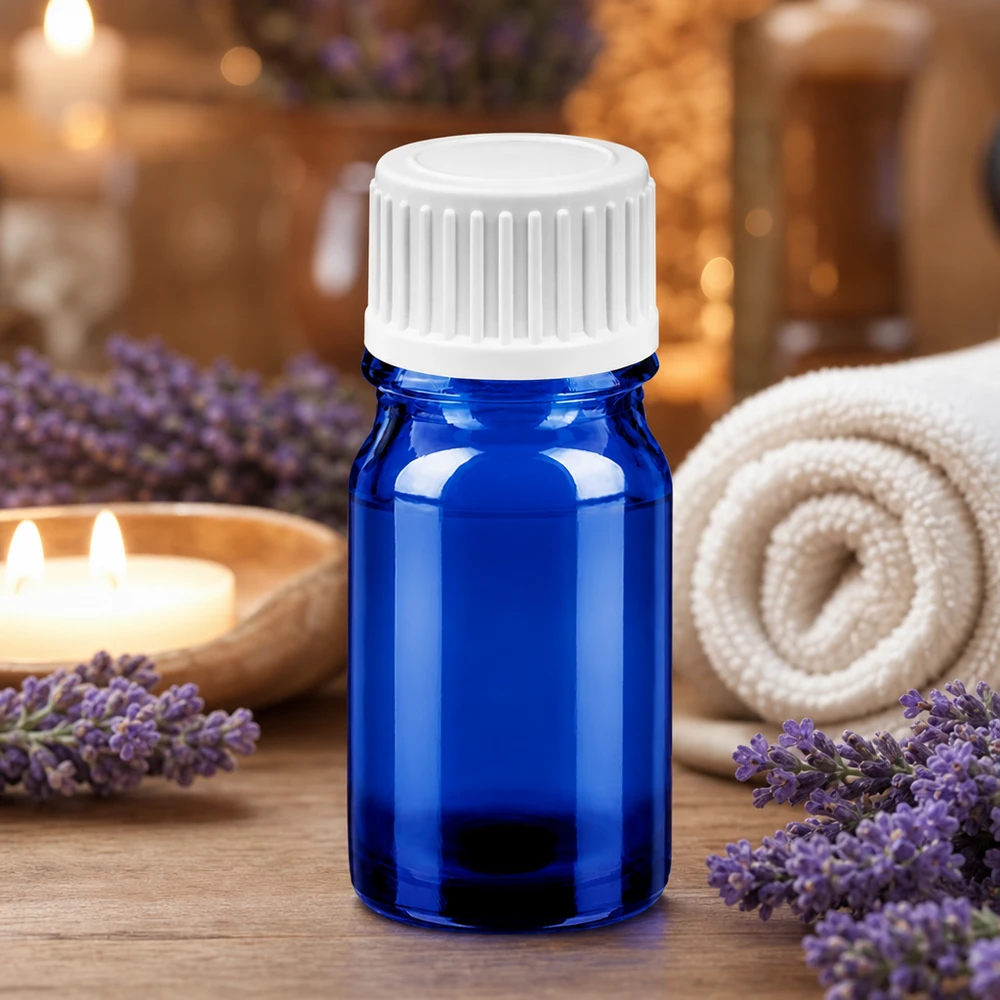 5ml lahvička s kapátkem 0,9 mm bílá standardní uzávěr BlueLine UT18/5 Vielseitige blaue 5ml Glasflasche mit Tropfverschluss für DIY-Mischungen und Naturkosmetik