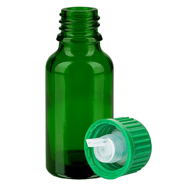 20ml lahvička s kapátkem 0,8mm zelená standardní uzávěr GreenLine UT18/20 20ml lahvička s kapátkem 0,8mm zelená standardní uzávěr GreenLine UT18/20