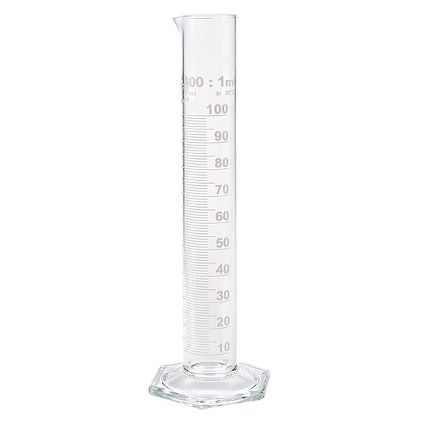 100ml odm&#283;rn&#253; v&#225;lec HF ze skla, b&#237;l&#225; stupnice.