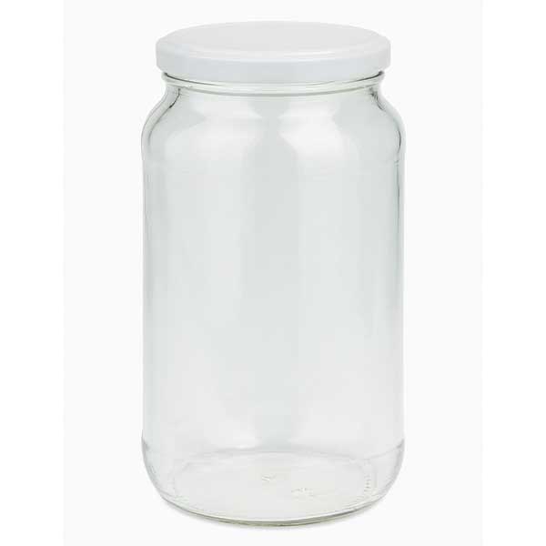 1062ml kulatá sklenice s víčkem BasicSeal bílá UNiTWIST