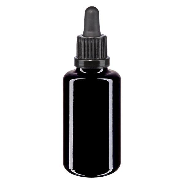 Lékárenská láhev fialová 30ml pipeta černá tamper-evident uzávěr Lékárenská láhev fialová 30ml pipeta černá tamper-evident uzávěr