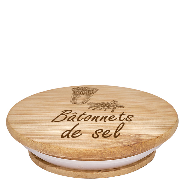 Couvercle en bois "Bâtonnets de sel" pour WECK RR100 Couvercle en bois "Bâtonnets de sel" pour WECK RR100