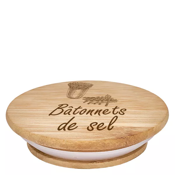 Couvercle en bois "Bâtonnets de sel" pour WECK RR100 Couvercle en bois "Bâtonnets de sel" pour WECK RR100