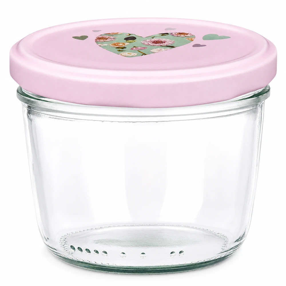 230ml kelímky + víčko BasicSeal srdíčková růžová UNiTWIST Sturzglas 230ml mit rosa BasicSeal Deckel Herzmotiv Einmachglas Marmeladenglas Konservierungsglas leer