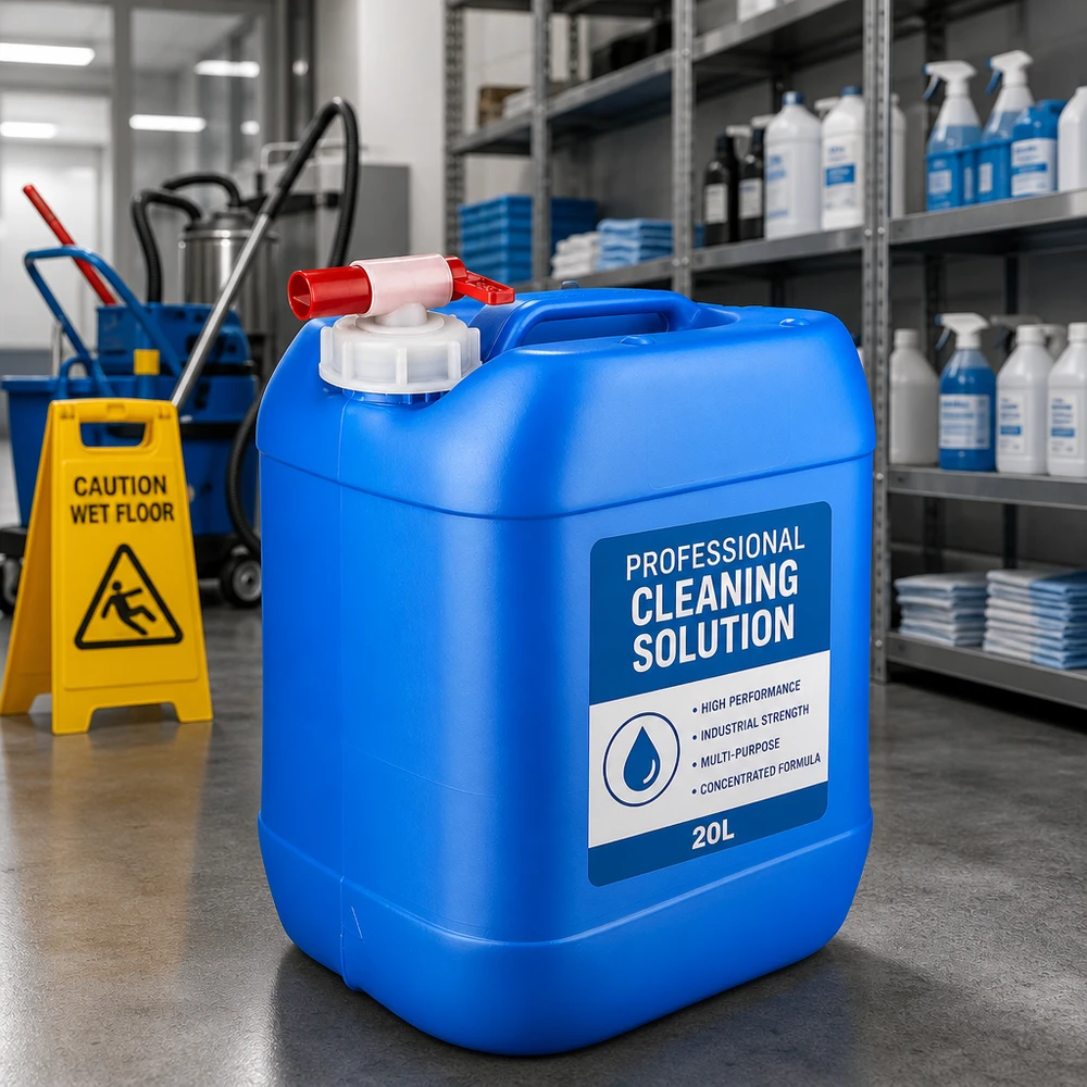 Kanystr 20 litrů modrý s vypouštěcím kohoutem Gewerblicher Flüssigkeitsbehälter 20 Liter blau mit Auslaufhahn für industriellen Einsatz