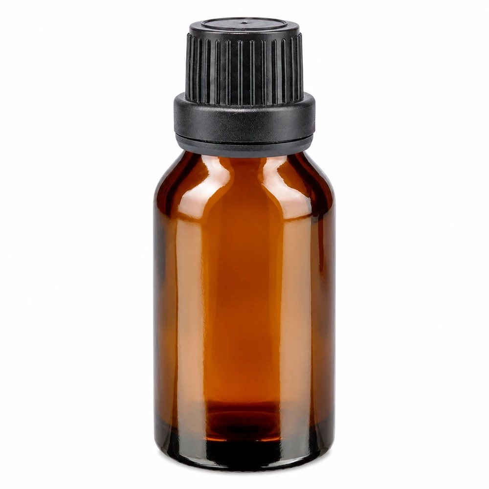 Lékárenská láhev hnědá 15ml kapací uzávěr nalévací kroužek 2mm černý uzávěr proti neoprávněné manipulaci Apothekenflasche braun 15ml mit 2mm Tropfverschluss schwarz OV pharmazeutische Qualität