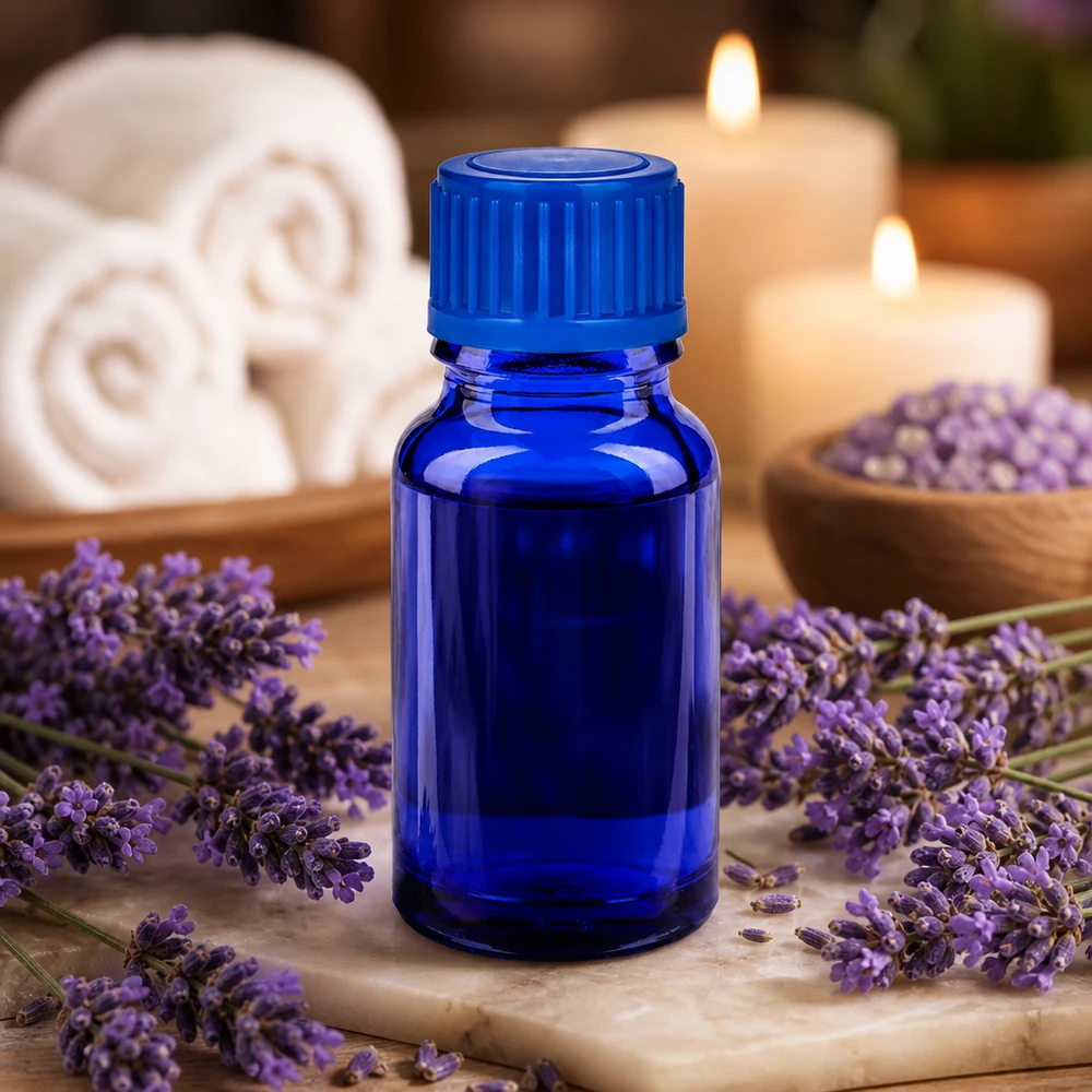 Handliche 10ml Glasflasche in Blau mit sicherem 11mm SV Verschlusssystem