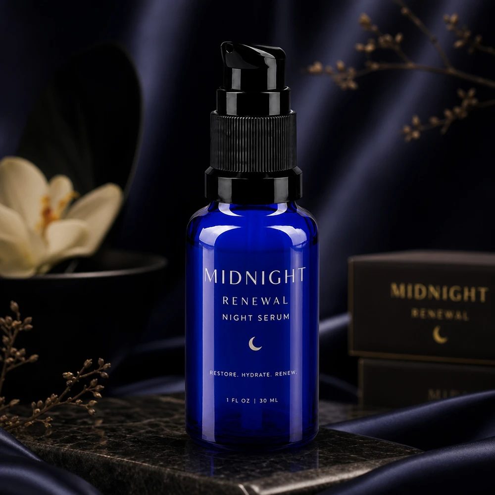 Schlanke blaue Apothekerglasflasche 20ml mit hochwertigem schwarzen Einhandpumpkopf