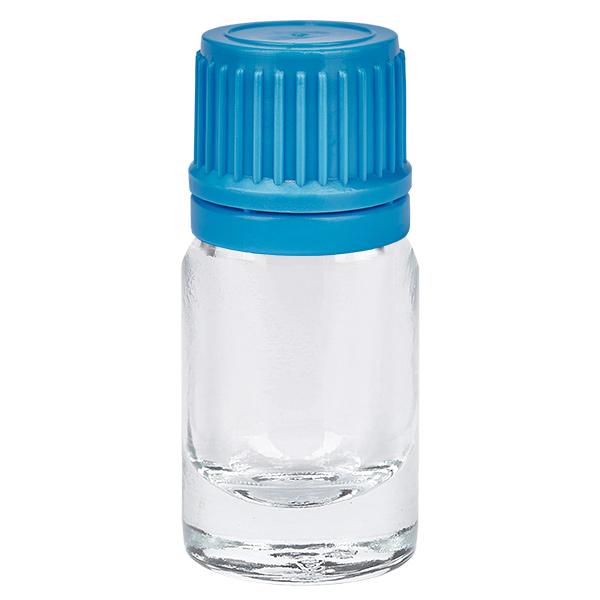 5ml láhev 11mm šroubovací uzávěr modrý tamper evidentní uzávěr ClearLine UT18/5 5ml láhev 11mm šroubovací uzávěr modrý tamper evidentní uzávěr ClearLine UT18/5