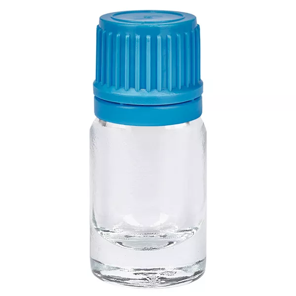 5ml láhev 11mm šroubovací uzávěr modrý tamper evidentní uzávěr ClearLine UT18/5 5ml láhev 11mm šroubovací uzávěr modrý tamper evidentní uzávěr ClearLine UT18/5