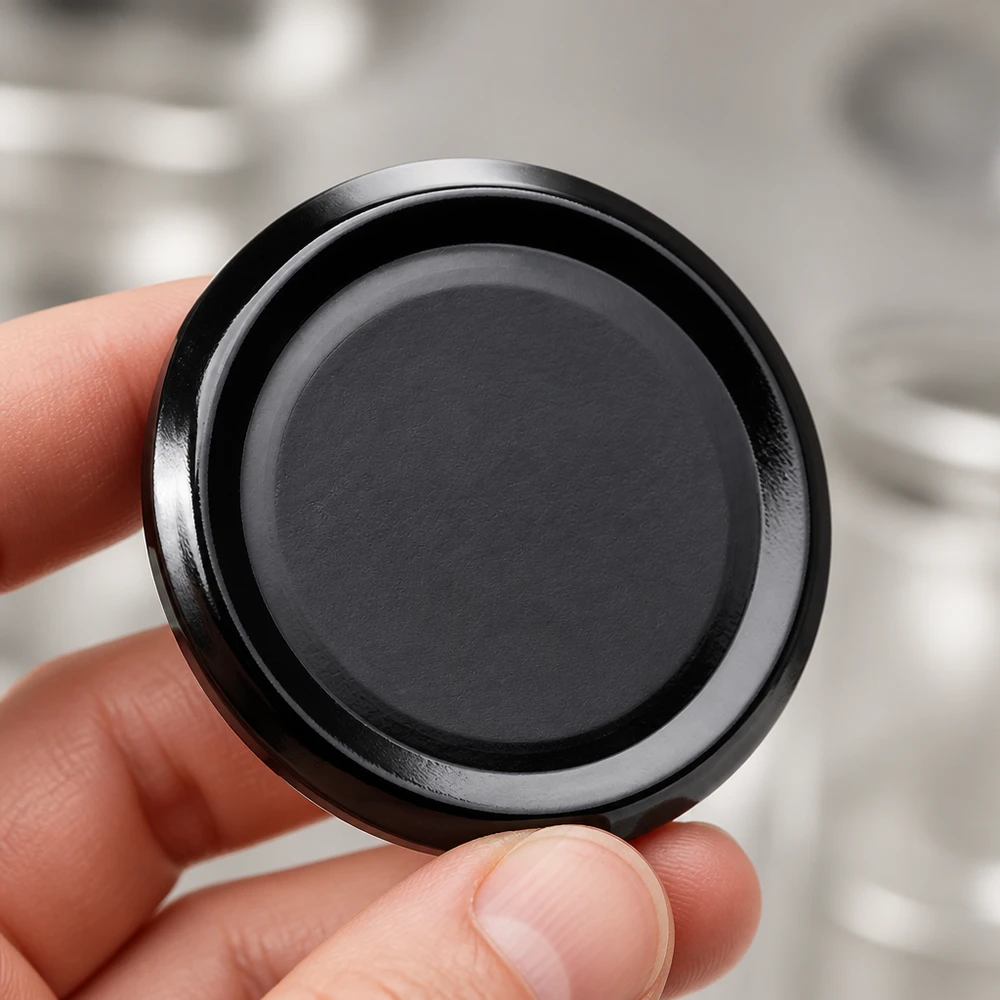 58mm víko BasicSeal černé (TO58deep) UNiTWIST 58 mm víčko BasicSeal, černé, TO58deep, UNiTWIST – detailní záběr matného vnitřního povrchu